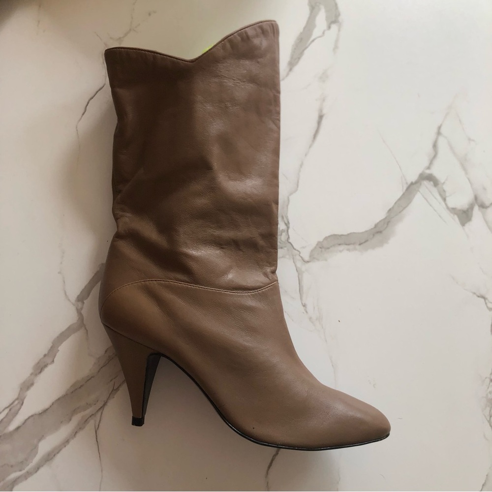 6.5 vintage ankle boots heel brown taupe
